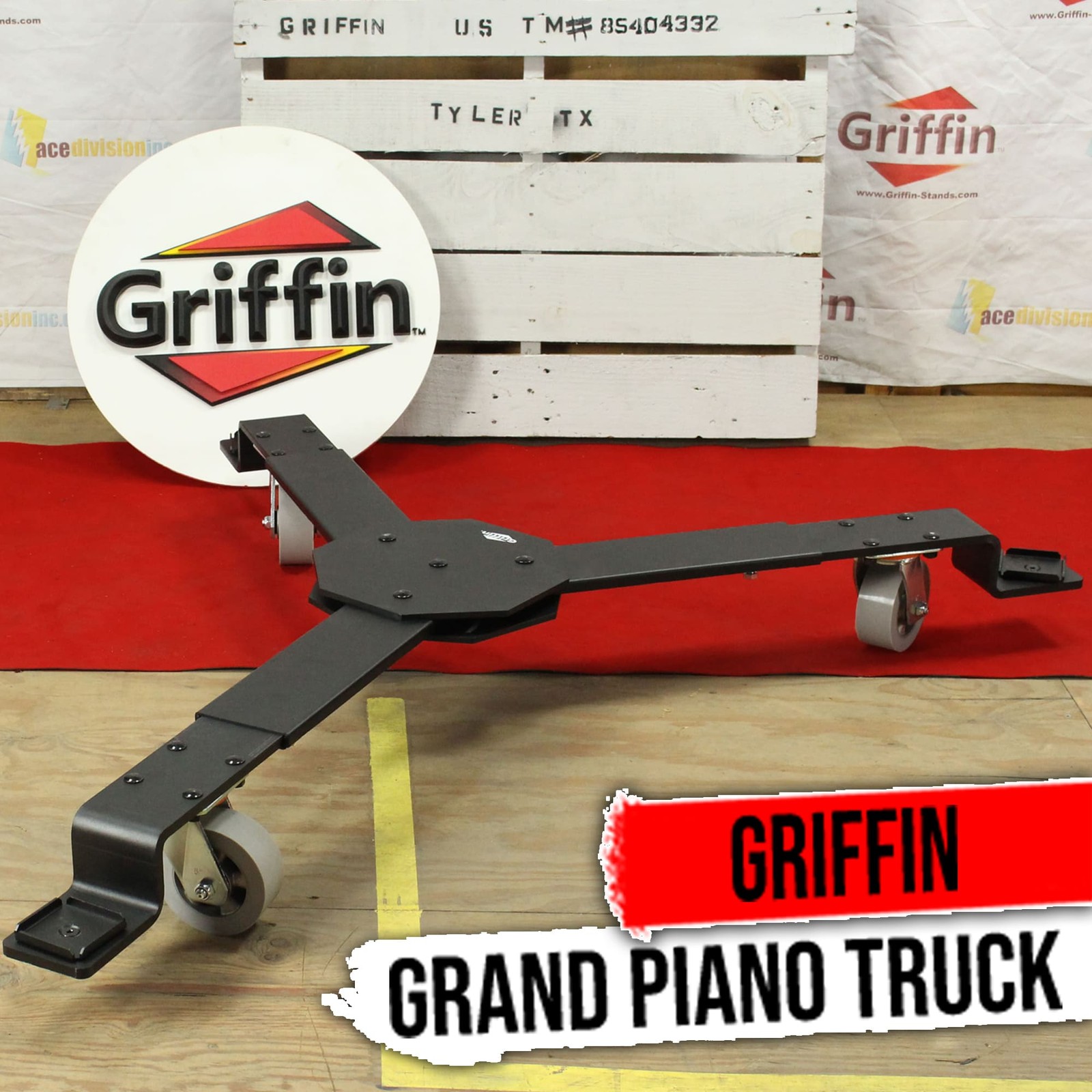 Spider Piano Truck - 3 Wheel Moving Baby Grand Dollie Cart Mobile Stand Casters