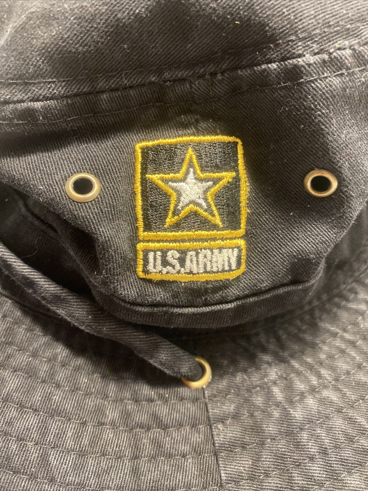 US Army ROTC Leadership Black Wide Brim Bucket Hat w/Strap Size Medium