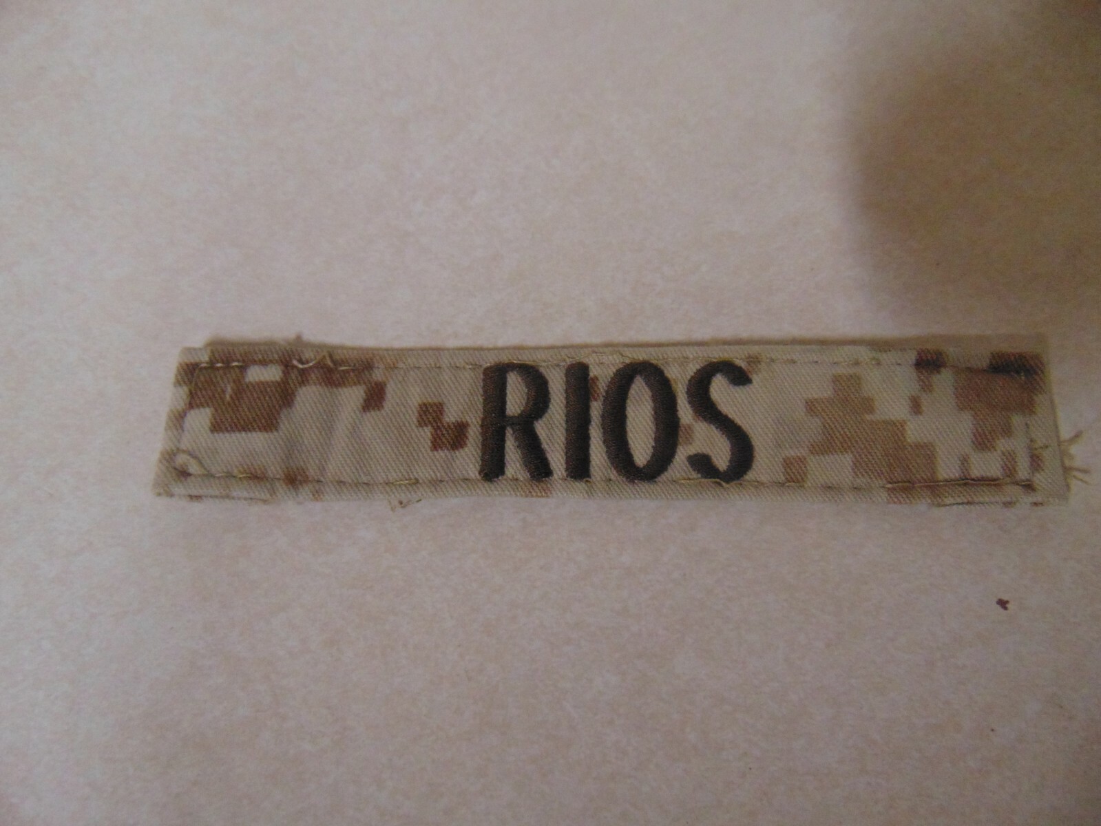 MILITARY PATCH US MARINES NAME TAPE TAG SEW ON DESERT COMBAT USED RIOS