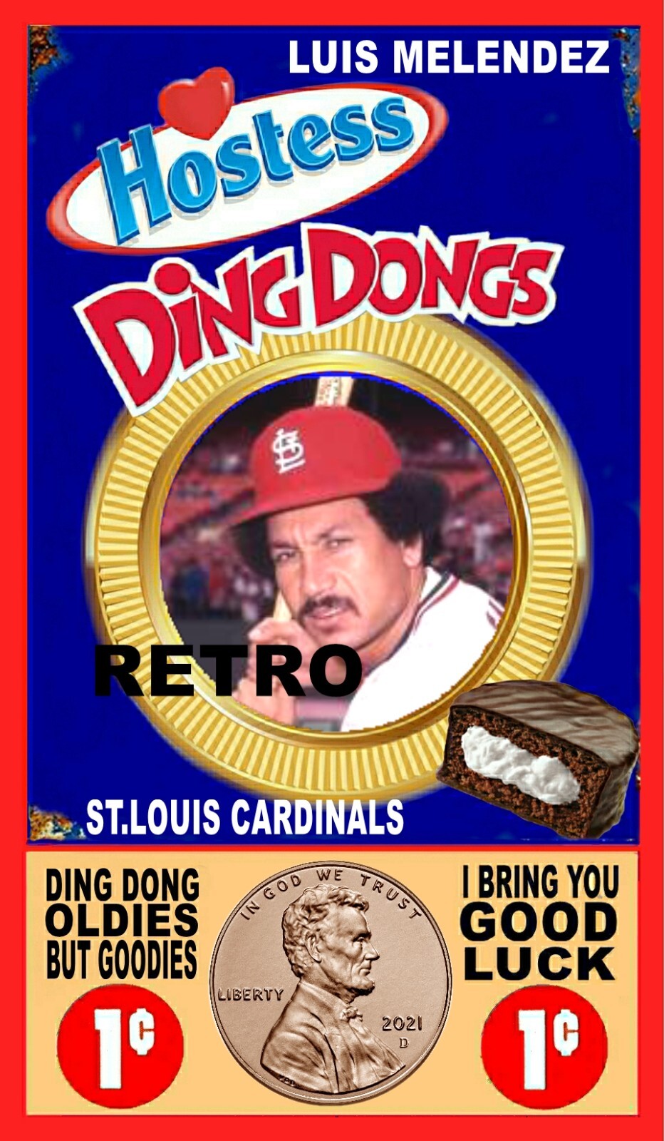 LUIS MELENDEZ VINTAGE STYLE ADS ONE CENT DING DONGS ART CARD
