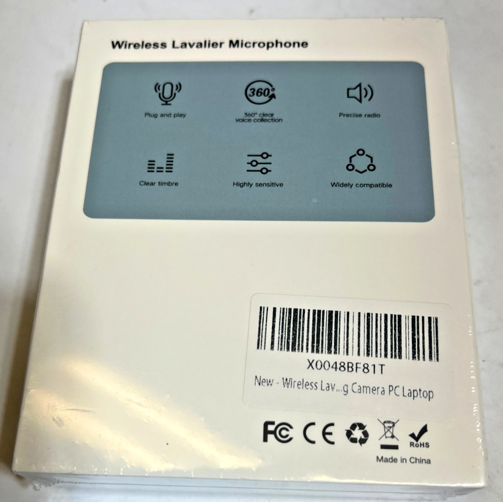 Wireless Lavalier Microphone, 2.4GHz Noise Cancellation, 656ft work for 6 hours