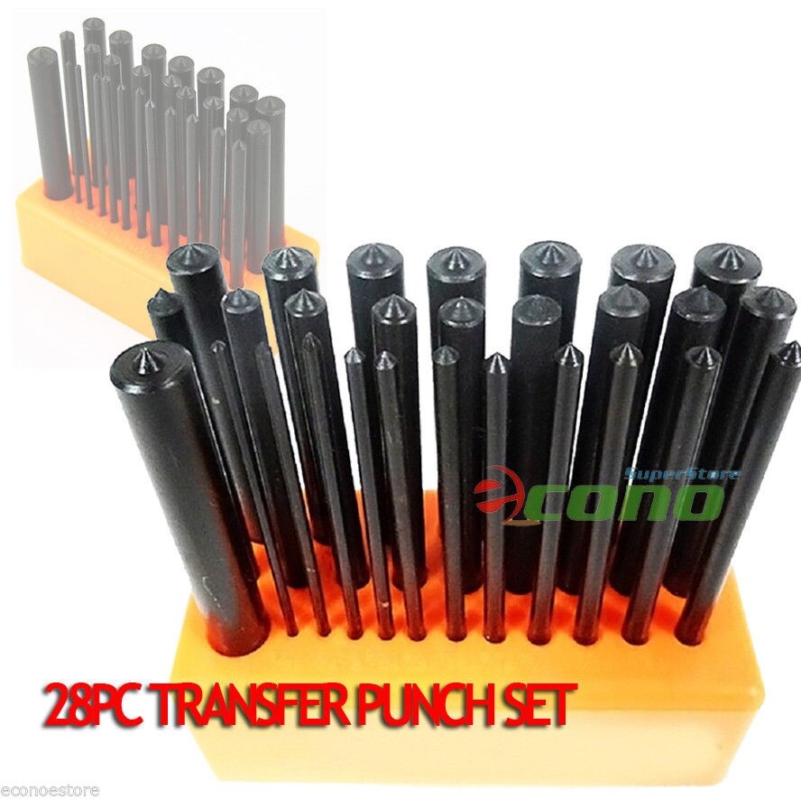 New 28pc Center Punch Steel Transfer Punch Set  Machinist Thread Tool Kit Set