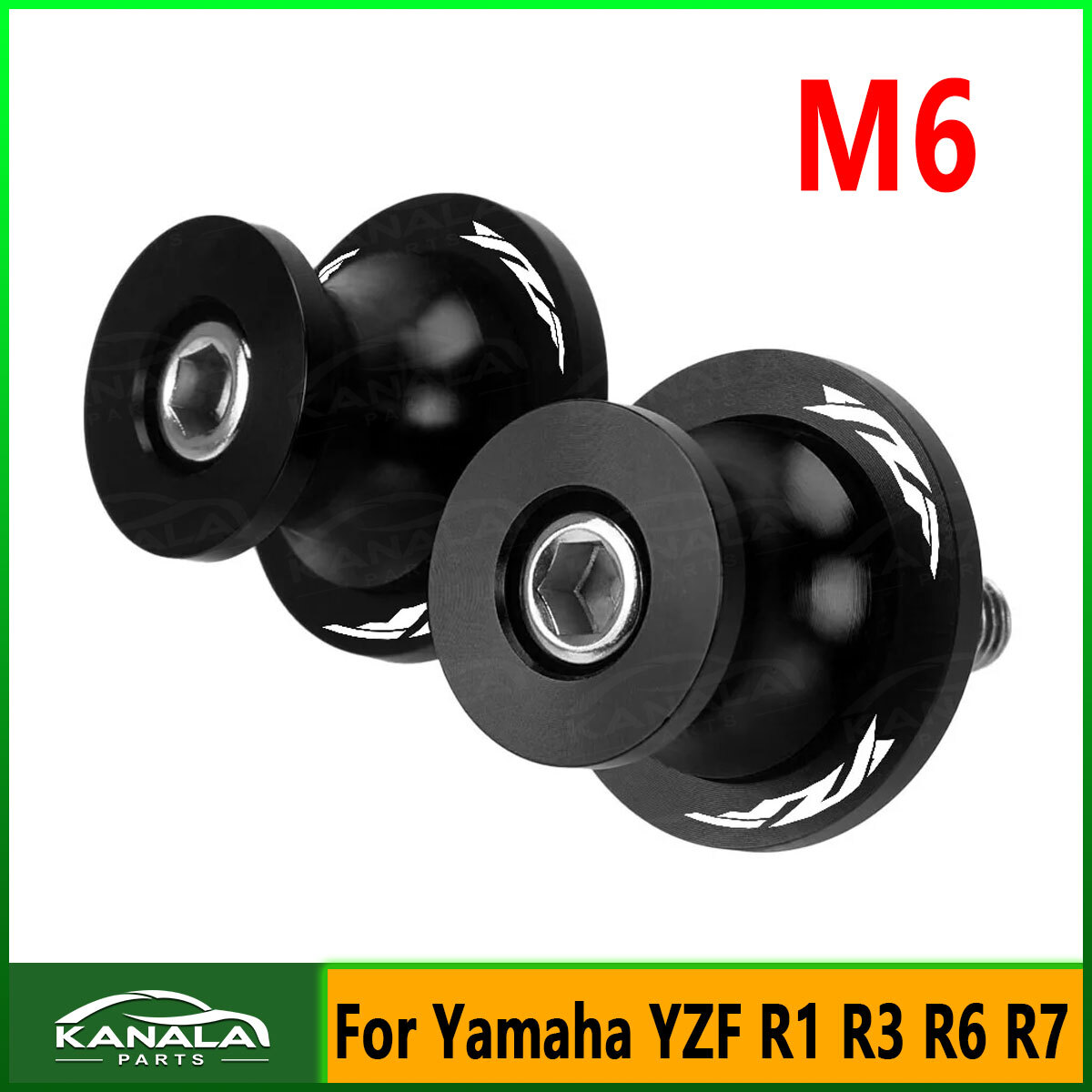 Black M6 Swingarm Spools Sliders Stand Screws For Yamaha YZF R1 R1M R25 R3 R6 R7
