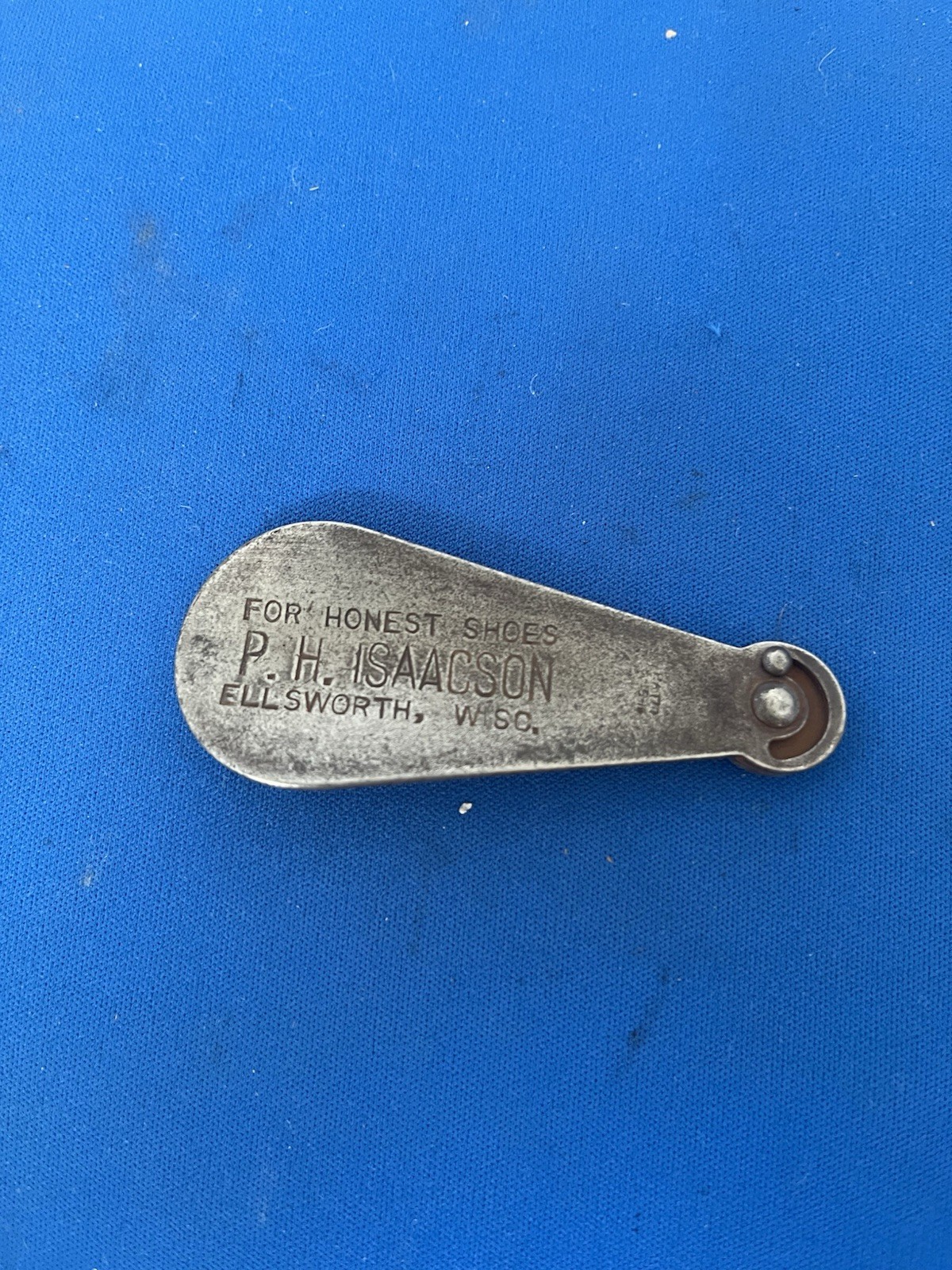 Vintage Advertising Shoe Horn & Lacing Hook Ellsworth Wi, Wisconsin 1916