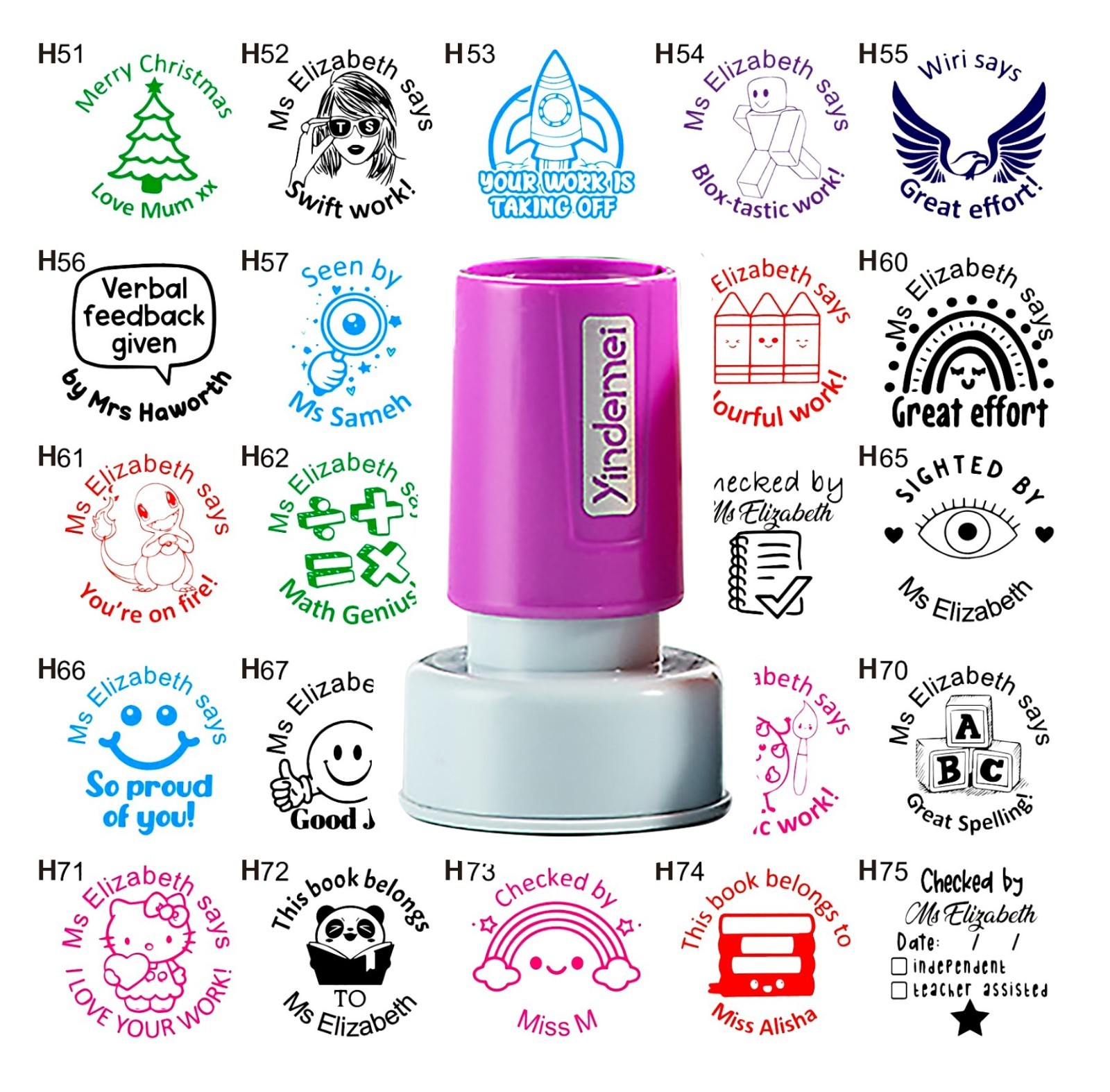 UKmade Teacher School Stamps Personalised Custom Ink Praise Reward Motivational