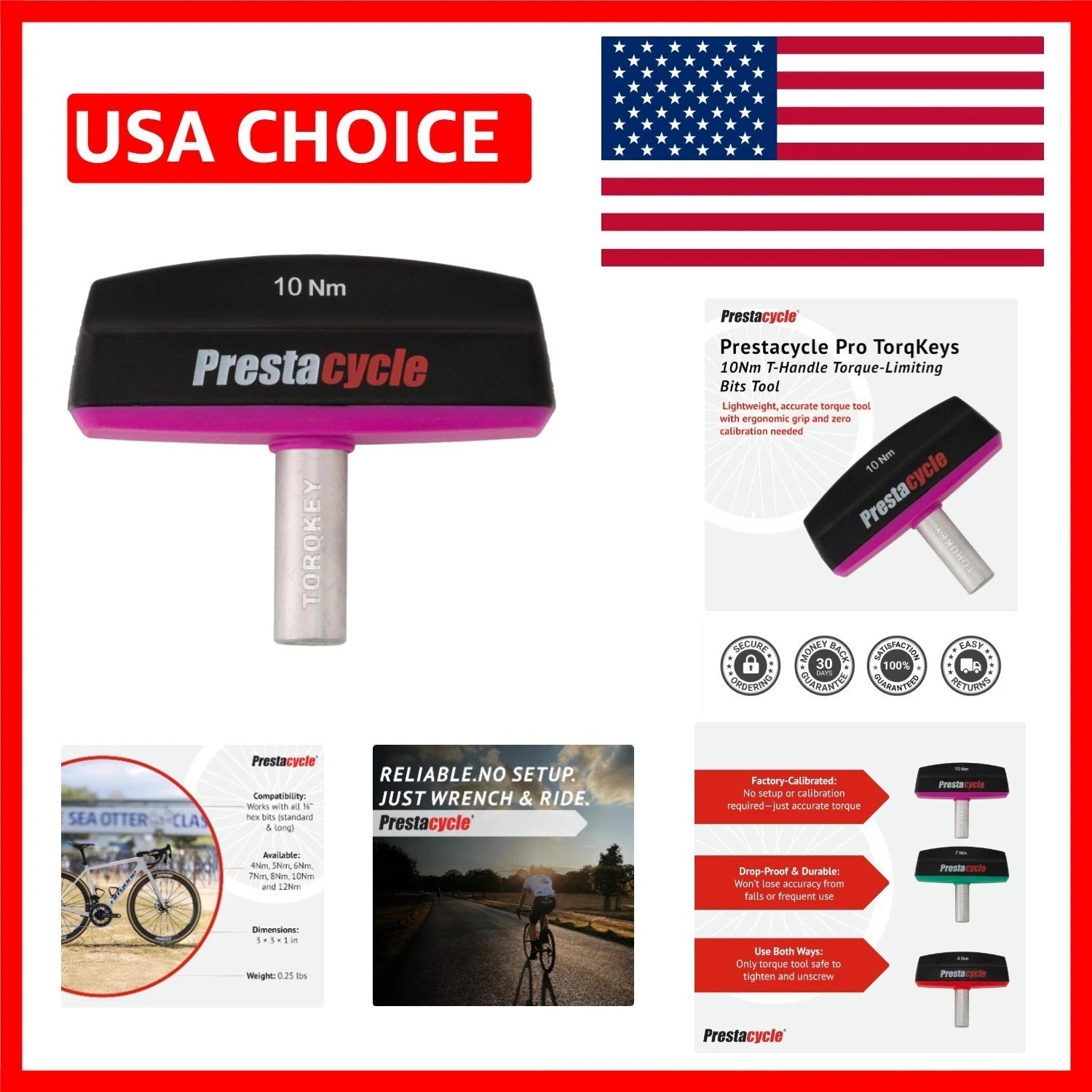 Prestacycle Pro TorqKeys 10Nm T-Handle Torque Limiting Tool – Torque Wrench Bit