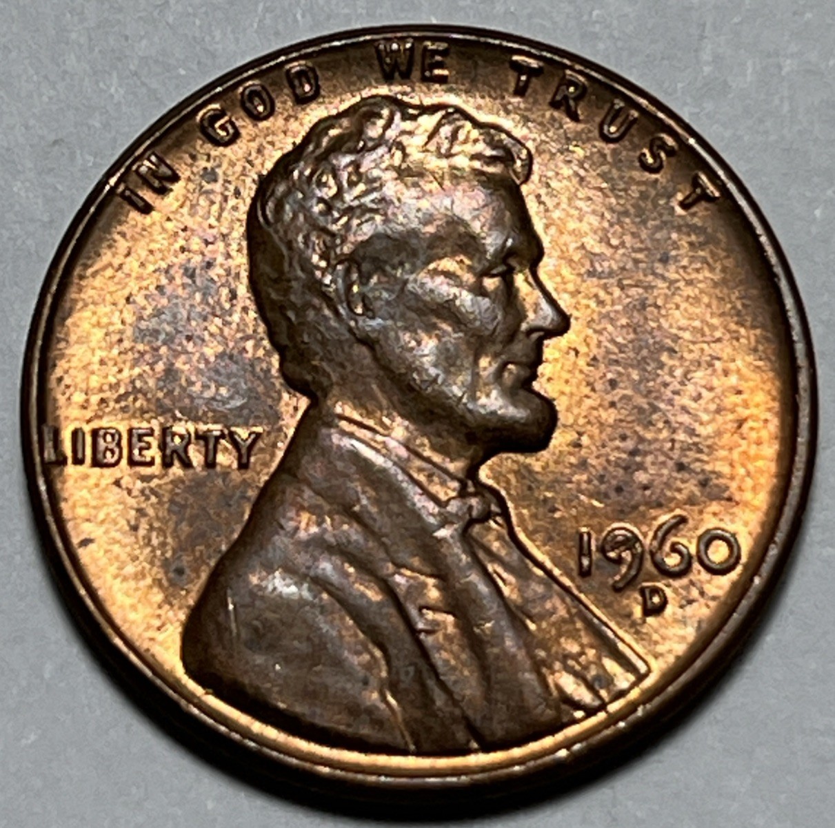 1960 D Lincoln Penny Error Die Chip Date Error & L On Rim