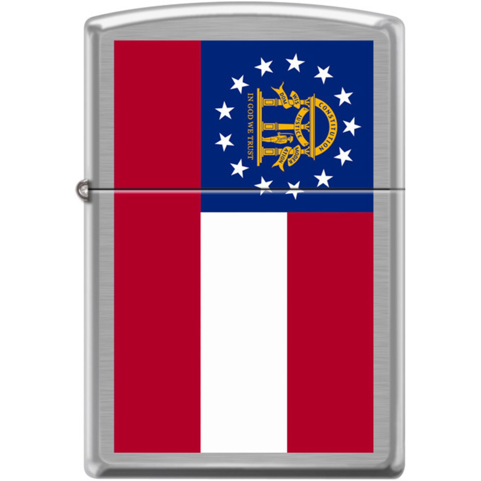 Zippo Windproof Pocket Lighter Georgia Flag Design Brushed Chrome Metal XC400