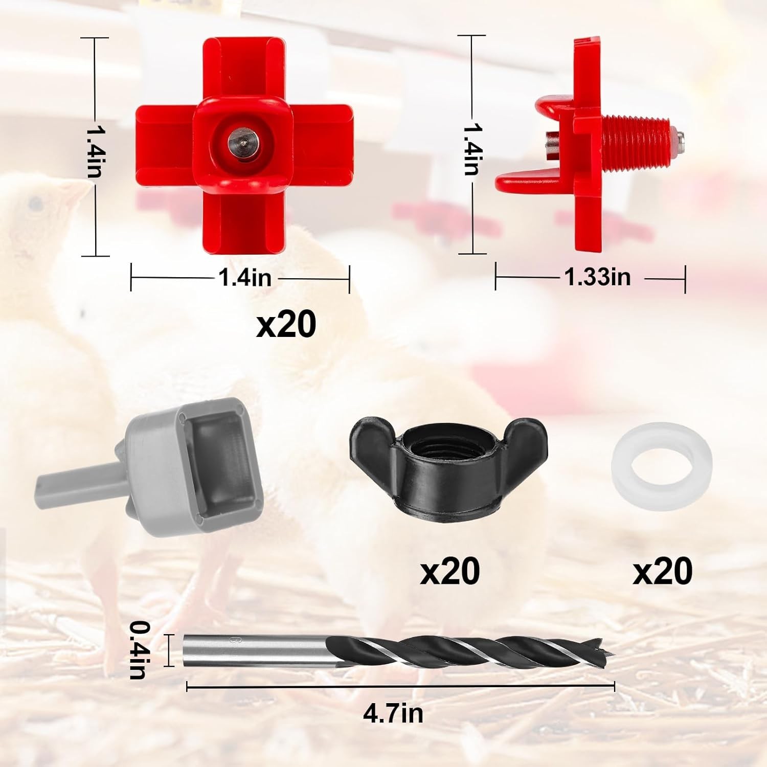 20 Pack Chicken Waterer Nipples Easy Install Leakproof Poultry Watering System