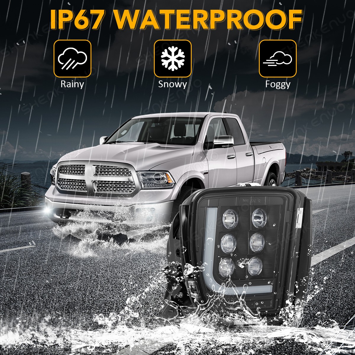 36W LED FOG LIGHTS FOR DODGE RAM 1500 2013-2018 Black