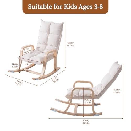Kids' Recliners，Rocker and Stationary Options, Sensory Rocking Chair for Beige