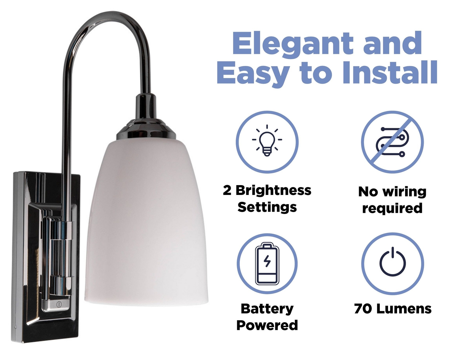 Rite Lite LPL780C Battery-Operated LED Classic Chrome Wall Sconce (2 Pack)