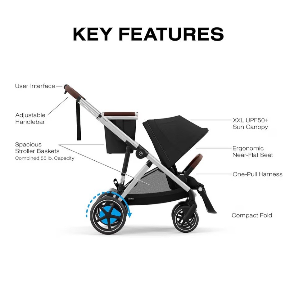 Cybex Gazelle S All-in-One Infant to Toddler Convertible Stroller (Black) Used