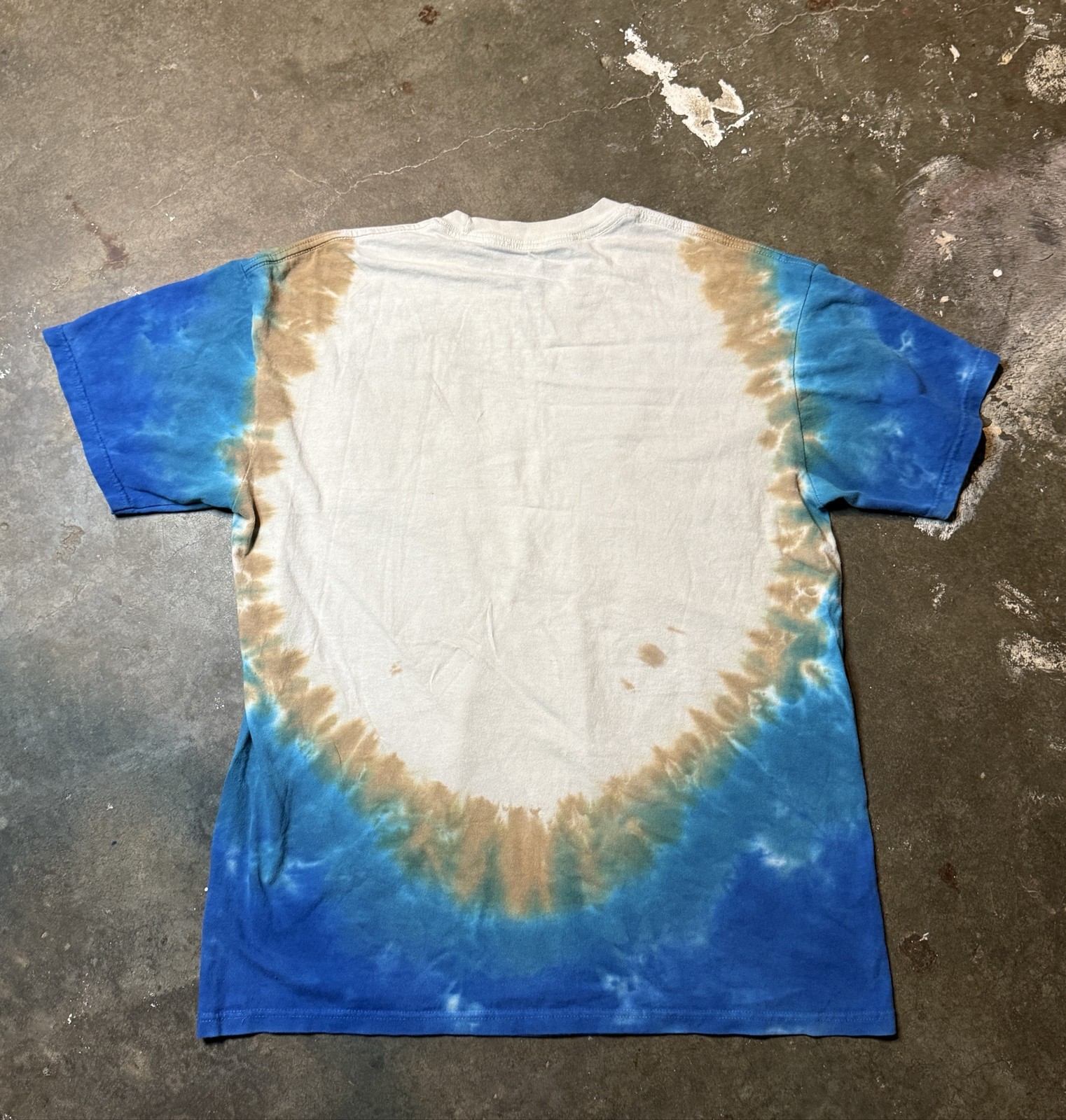 Grateful Dead Liquid Blue Banjo Skeleton Tie Dye Tee Men's L Y2K