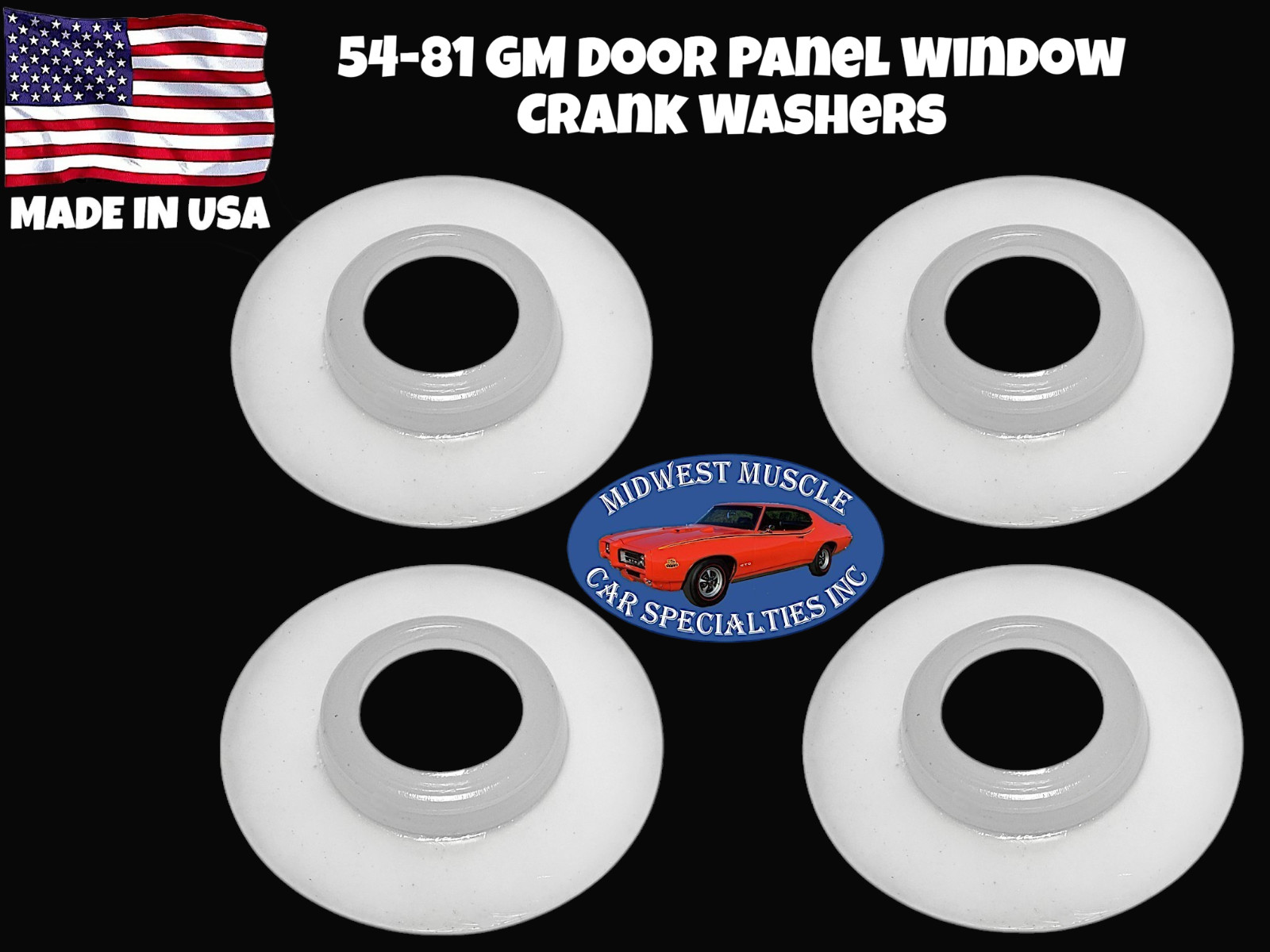 GM Door Panel Washers Interior Window Vent Crank Handle White Pontiac GTO 4pc RB