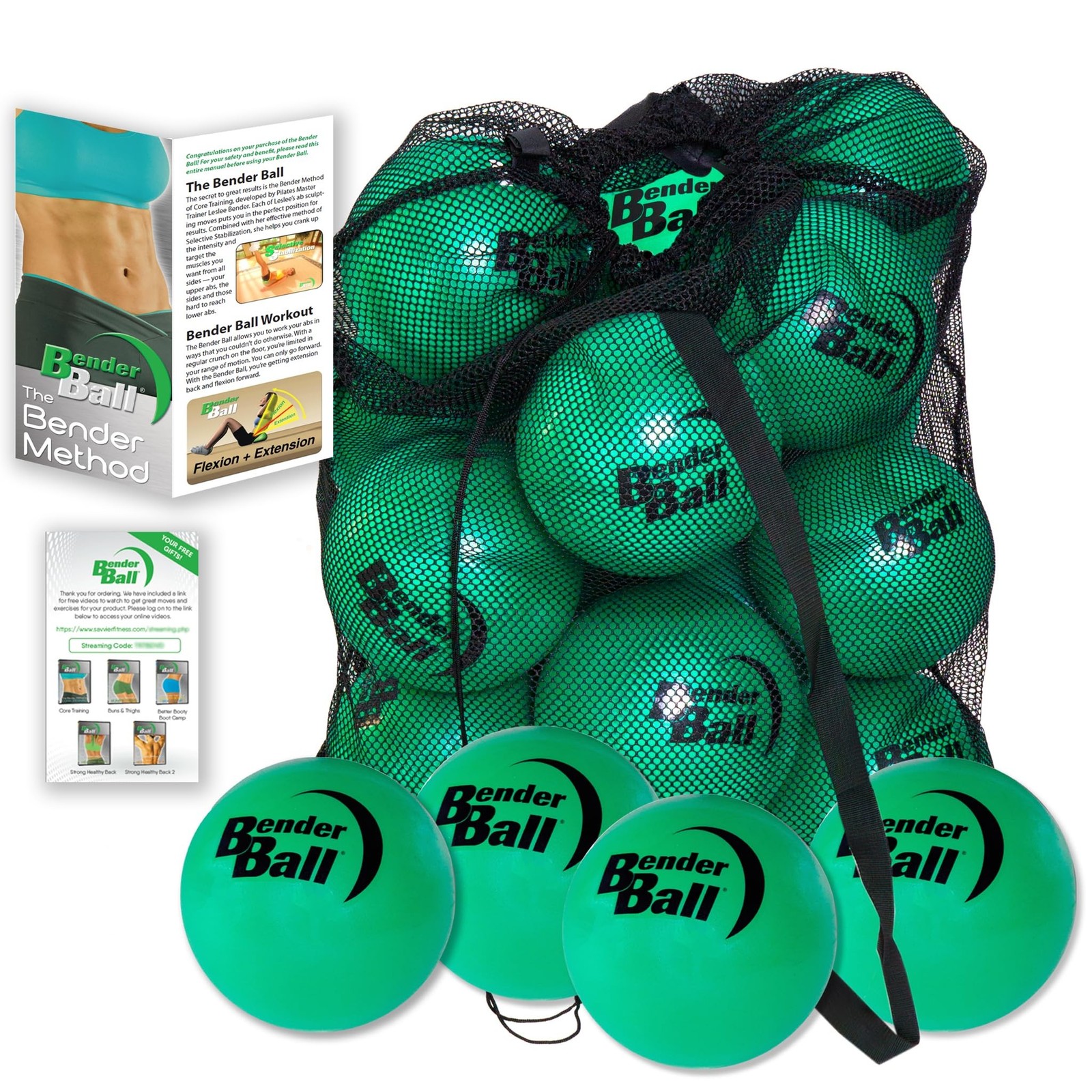 Official Club Kit (Set of 25, Green), Original Soft 9 Inch Pilates Ball, Smal...