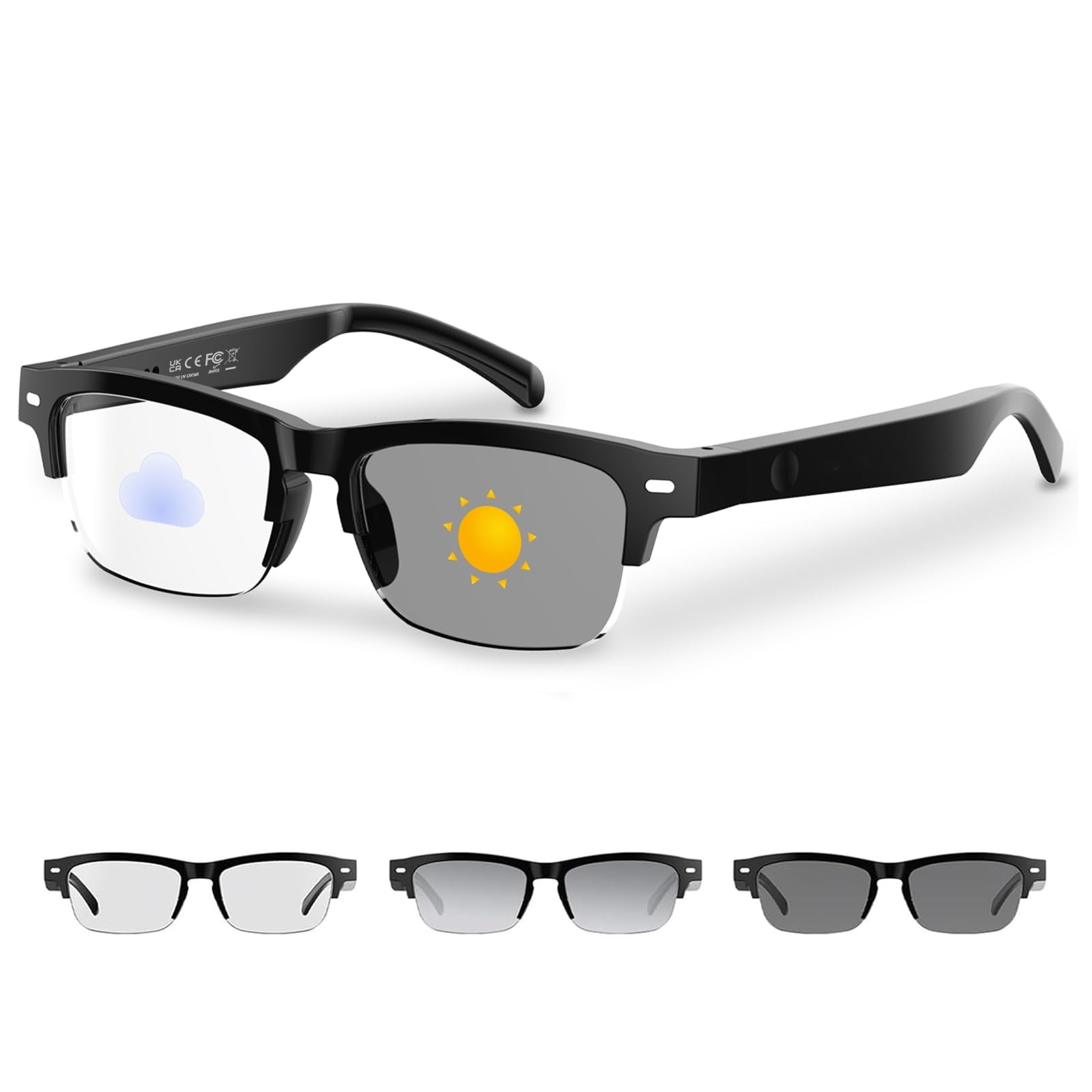 GenXenon Smart Glasses for Women Men, M, YX01-Standard Glasses-black