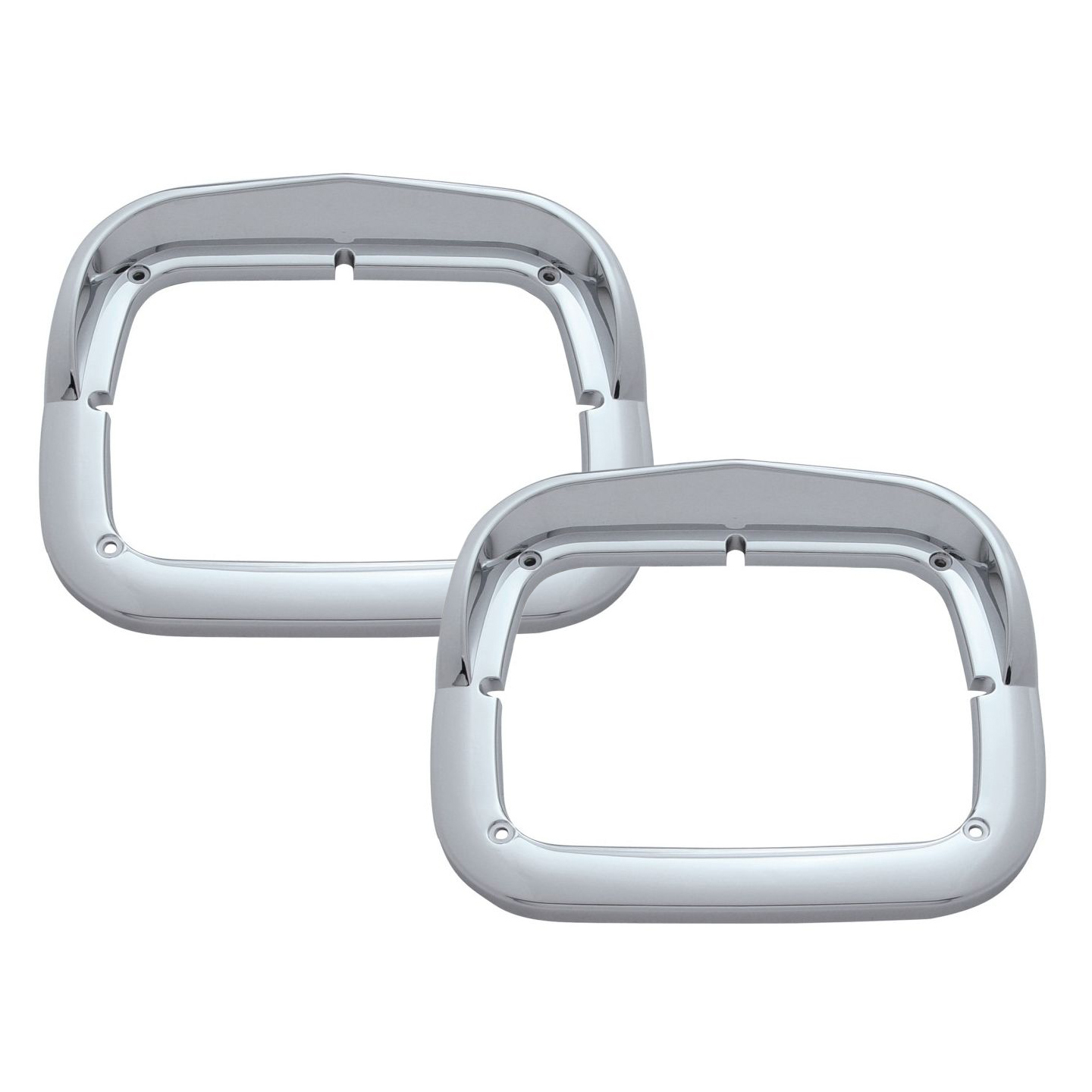 Headlight Bezels (PAIR) 6X8 chrome plastic single head light w/ visor - PB  KW