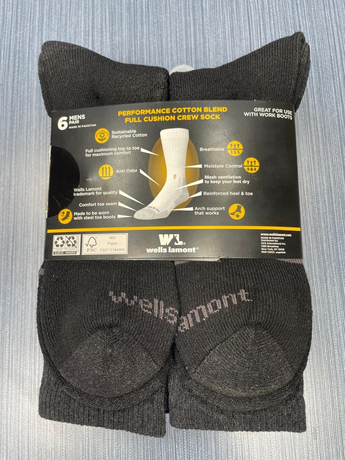12 Pair x Wells Lamont Mens Size 7-12 Ultimate Work Socks For Steel Toe Boots