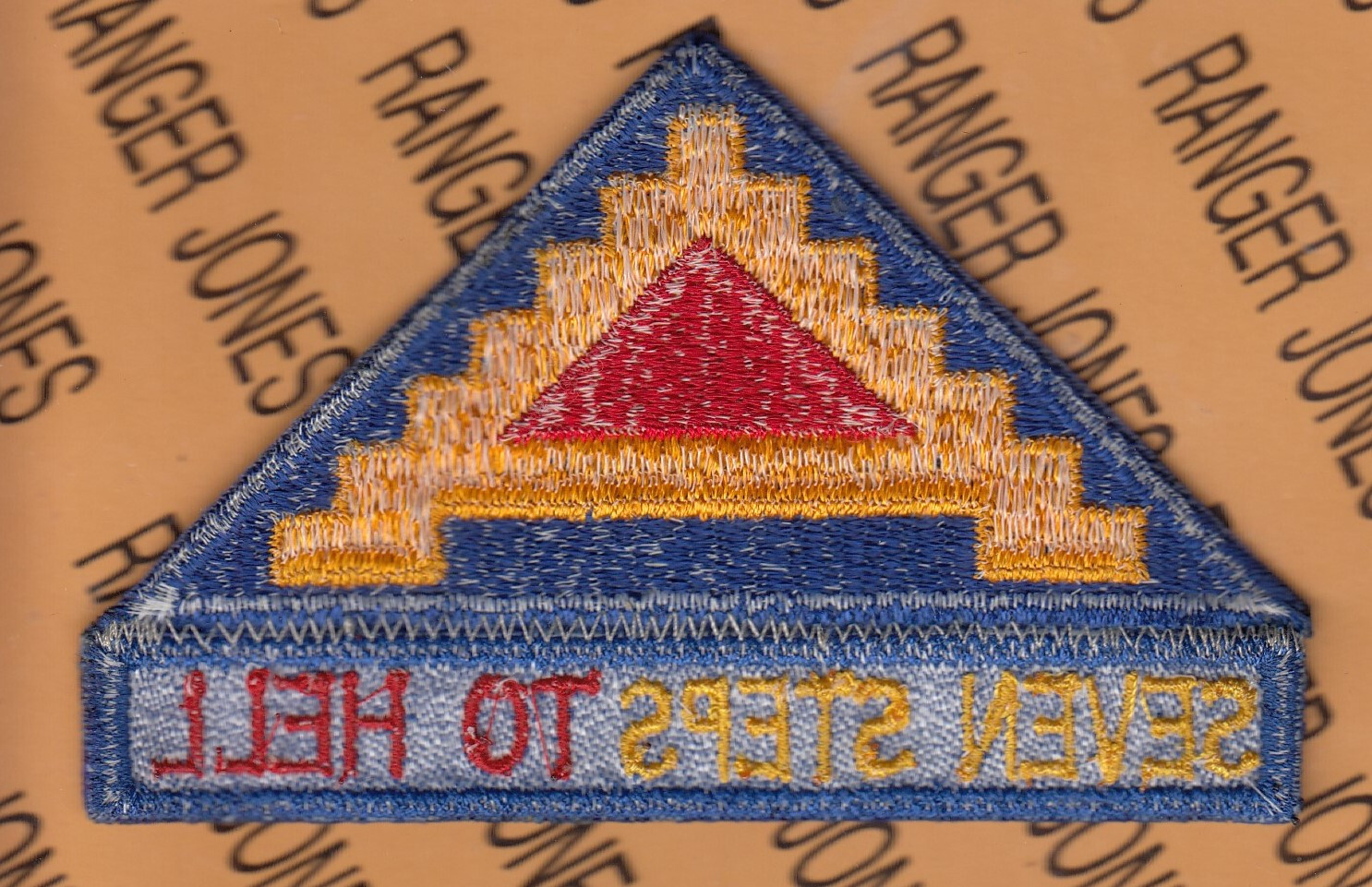US 7TH ARMY Command SEVEN STEPS TO HELL Europe ~4.5" tab patch set c/e
