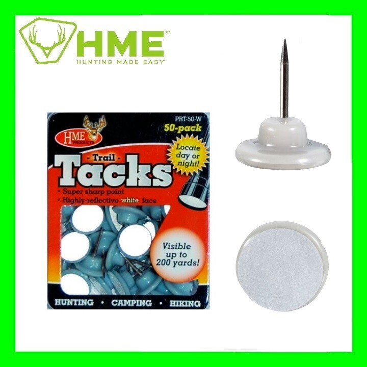 Highly Reflective WHITE Hunting Trail Marker Tacks (Plastic) HME HME-PRT-50-W