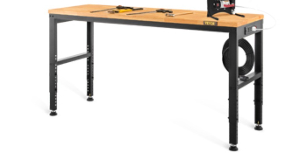 2000lbs Adjustable Workbench 48/61" L x 20" W Work Table with 28.3"-38.1" Height