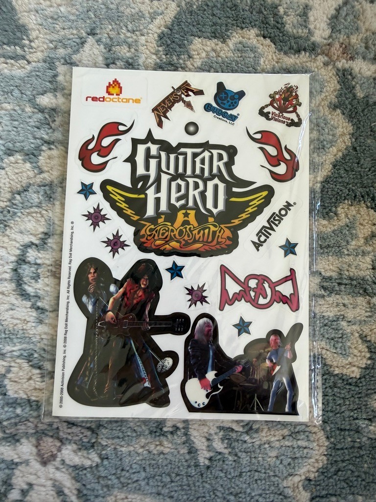 Guitar Hero Aerosmith Sticker Sheet 2008 SEALED Activision RedOctane