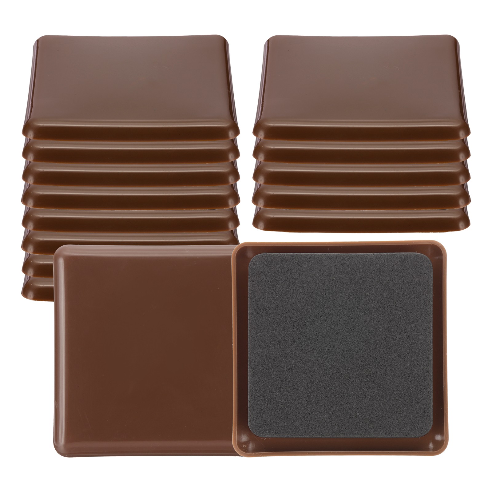 3.5"x3.5" Furniture Sliders, 16 Pcs Square Moving Furniture Slider Pads, Brown