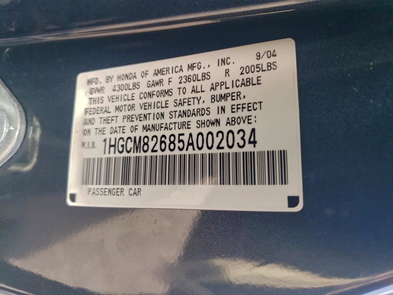ACCORD 2005 Glove Box 4942892