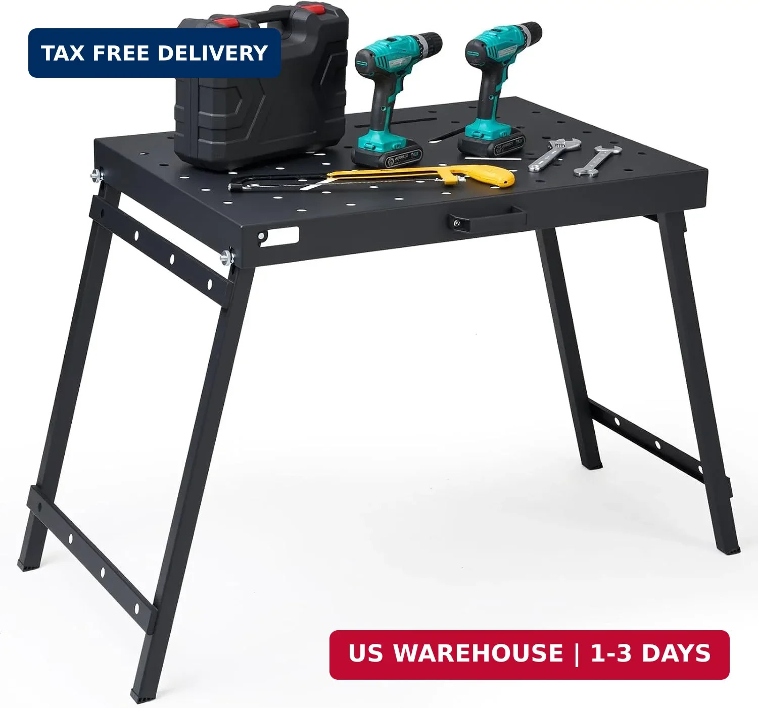 Welding Table Foldable Work Bench, Black | 1000LBS Capacity Heavy-Duty St