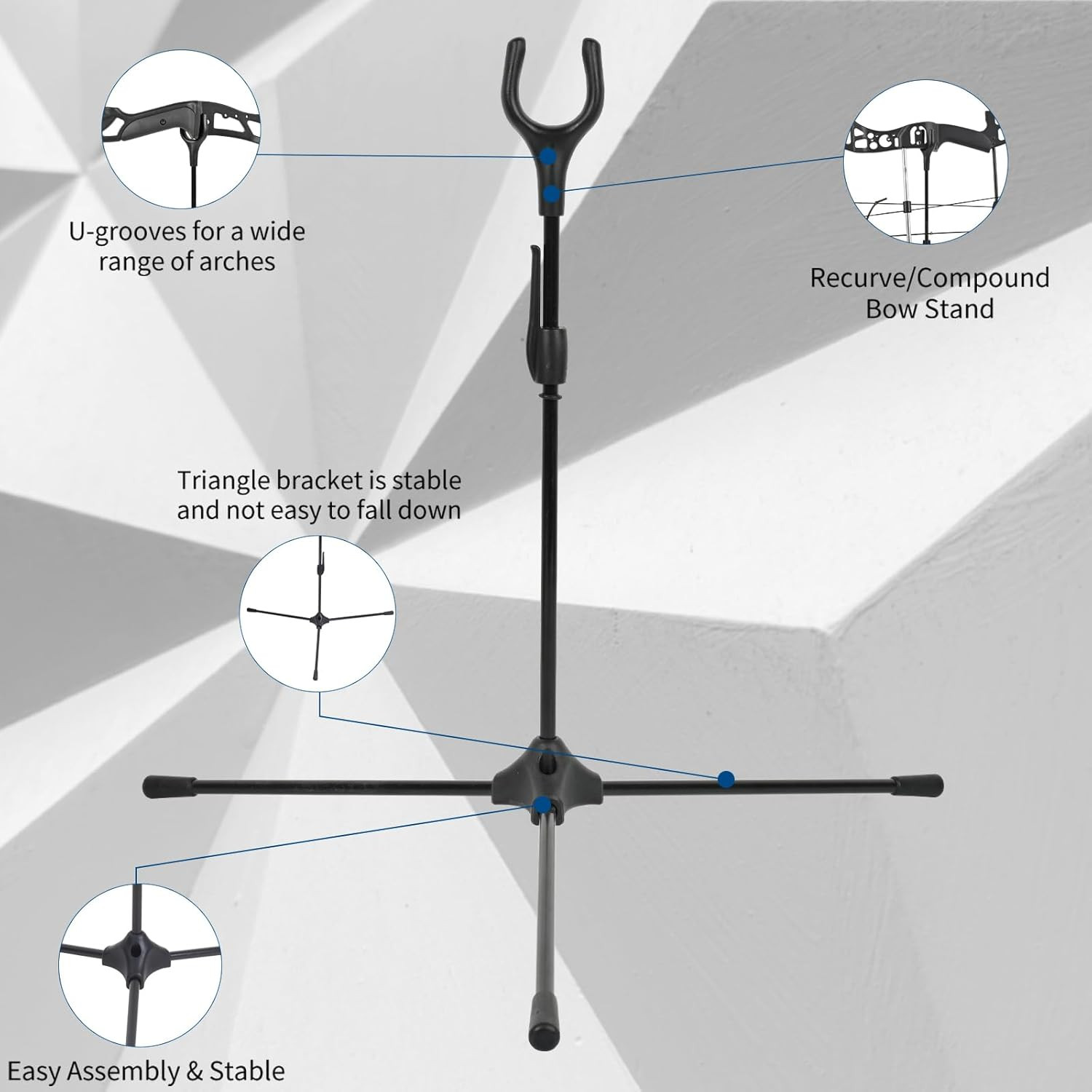 Archery Bow Stand - 14.6" Height Lightweight Bow Stand, Foldable Bow Rack Holder
