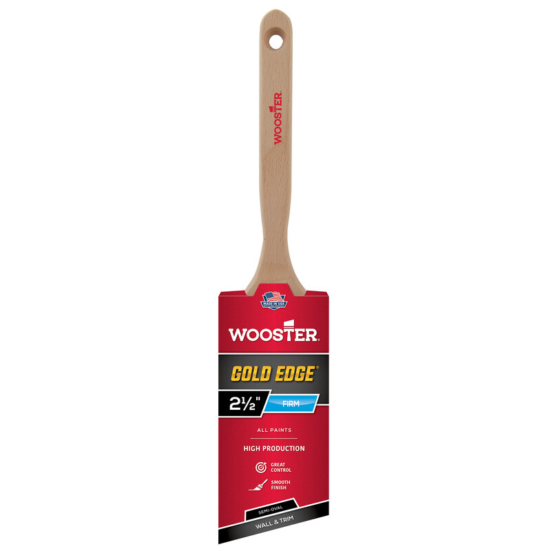 Wooster 5236-2 1/2 Gold Edge Semi Oval Polyester Angle Brush 2-1/2 in.