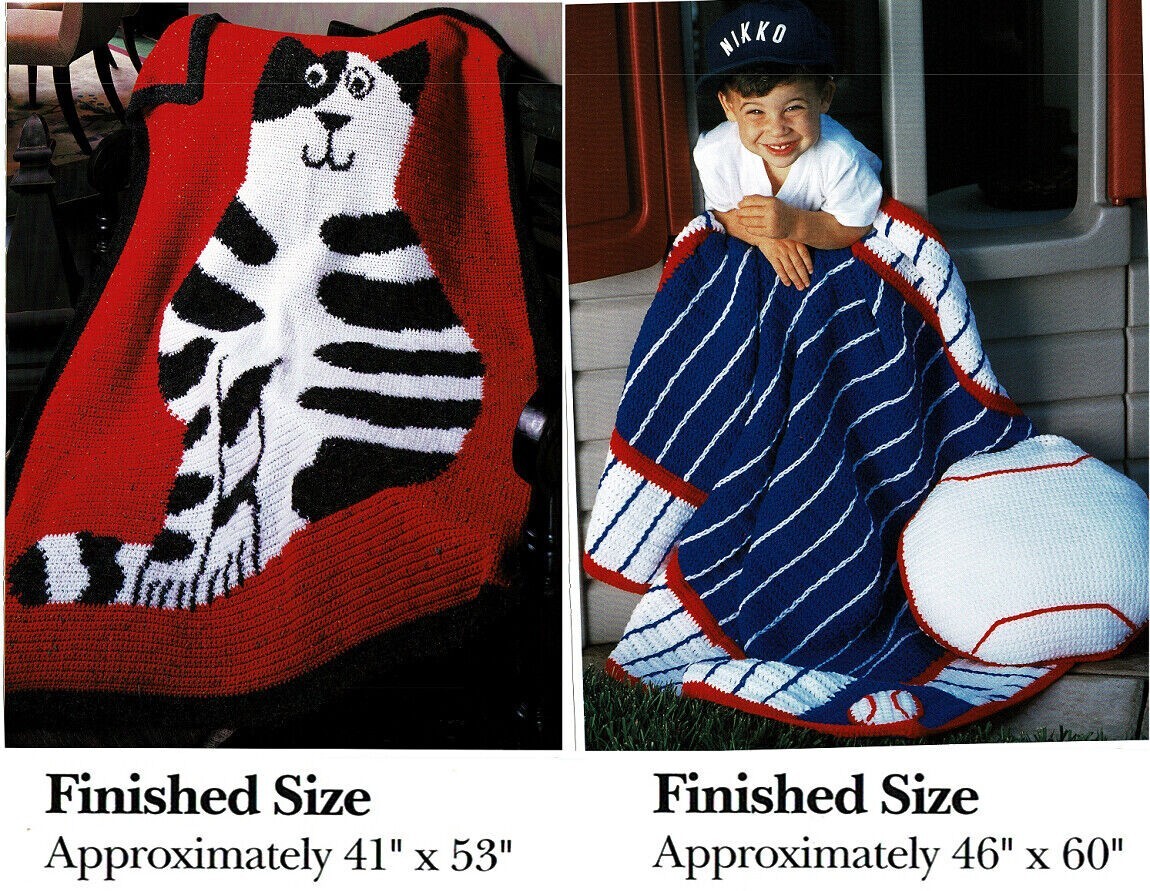 REX THE CAT AND PLAY BALL AFGHAN CROCHET PATTERN ONLY - AH203