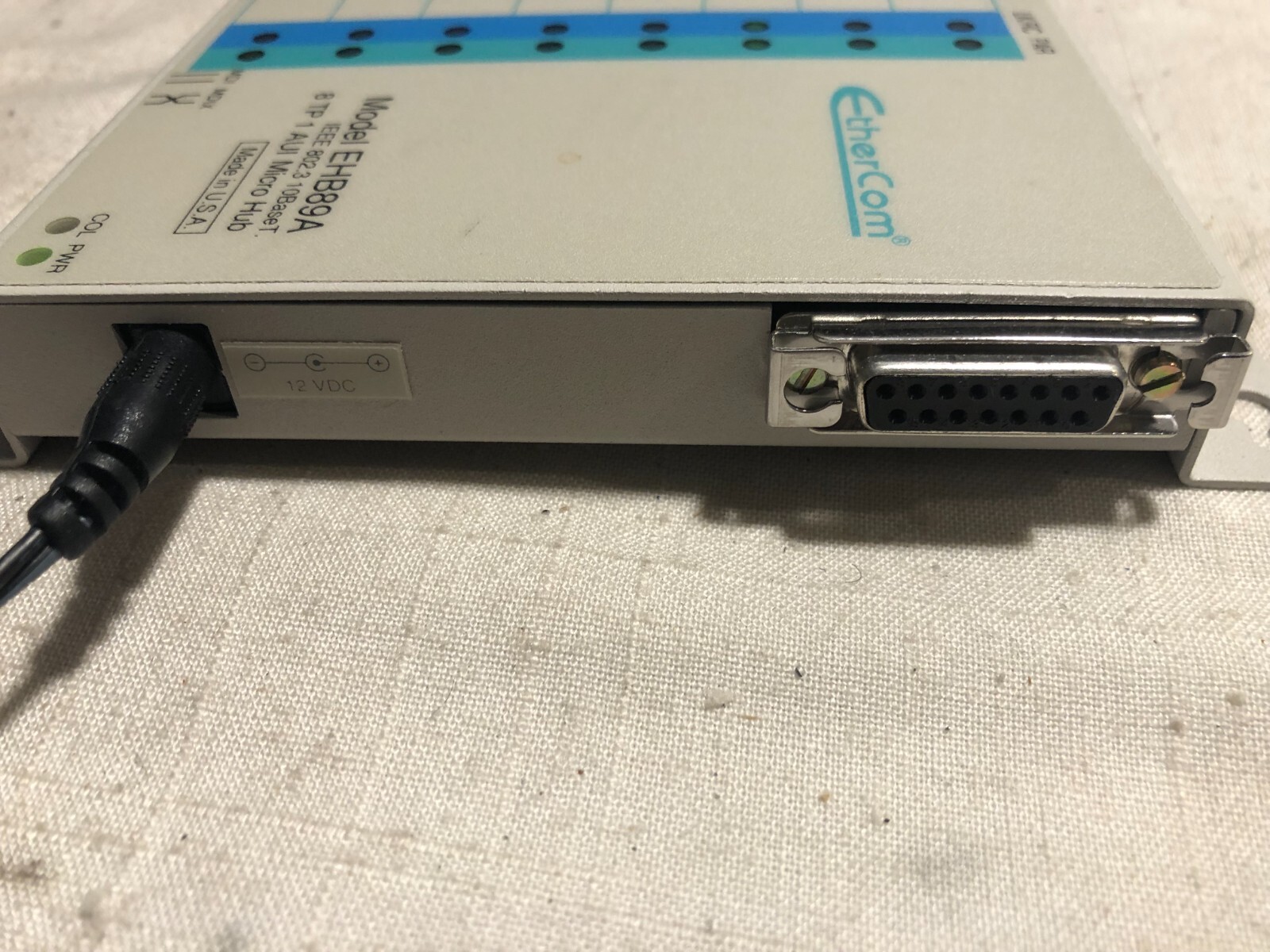 VINTAGE EtherCom 9 port Ethernet 10baseT Hub EHB89A With Power Adapter Tested