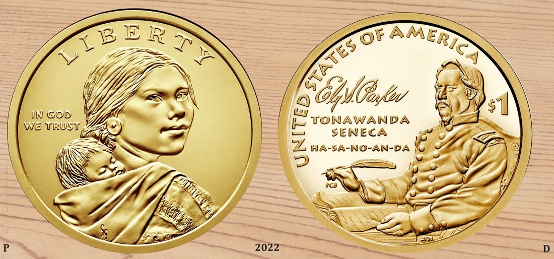 2022 P + D Native American / Sacagawea Golden Dollar BU 2-Coin Set