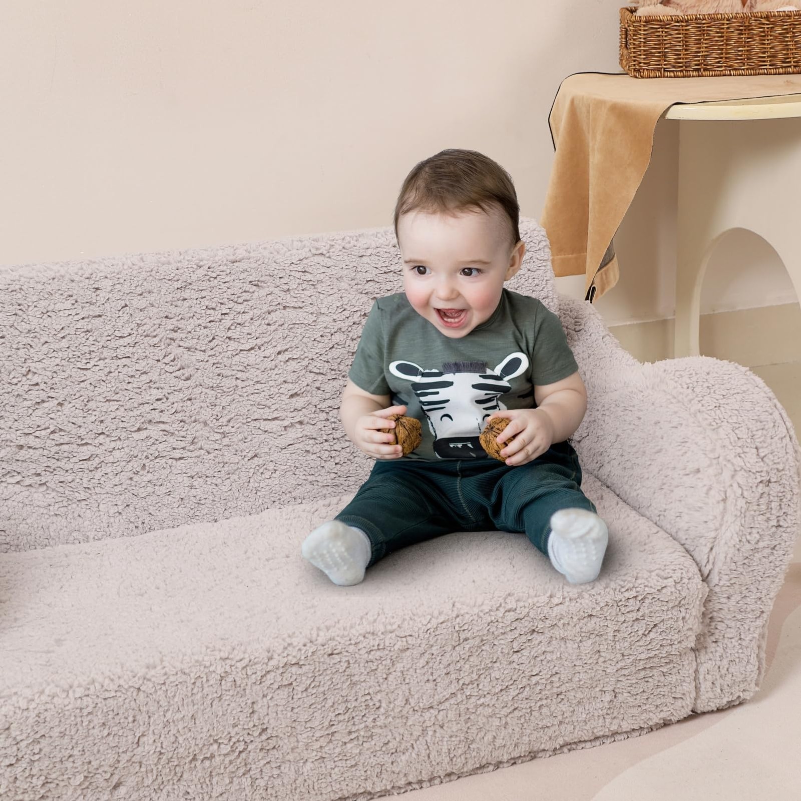 MOMCAYWEX Kids Sofa, 2-in-1 Flip-Out Foam Couch, Soft Play Lounge Chair for T...