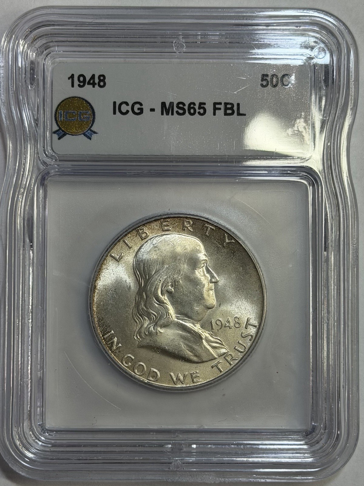 1948 Franklin Half Dollar MS65 FBL ICG First Year Issue! Nice And Original