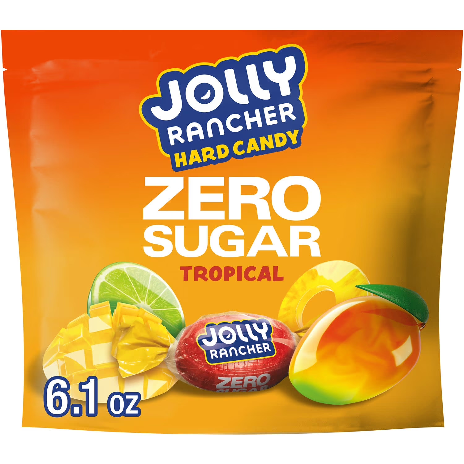 Jolly Rancher Zero Sugar Tropical Fruit Flavored Hard Candy, Bag 6.1 oz