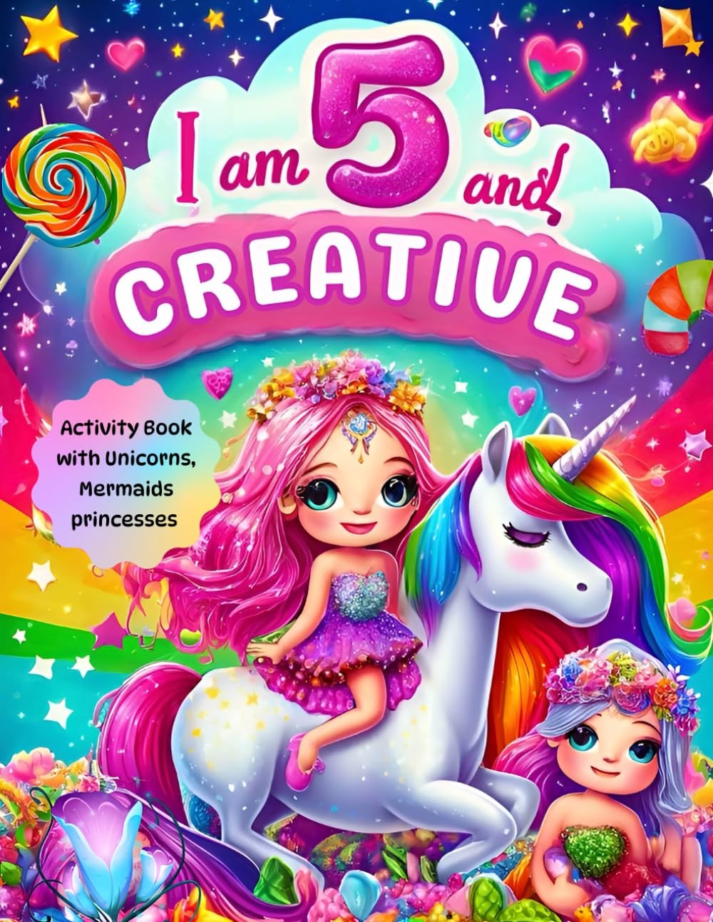 Gifts for 5 Year Old Girls : I Am 5 and Creative : Activity Book with Unicorns,