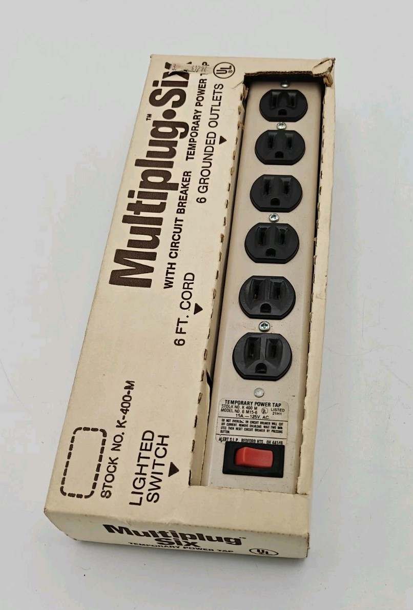 Alert SLP Temporary Power Tap 6-Outlet Heavy Duty Power Strip 6M15-6 125V 15A
