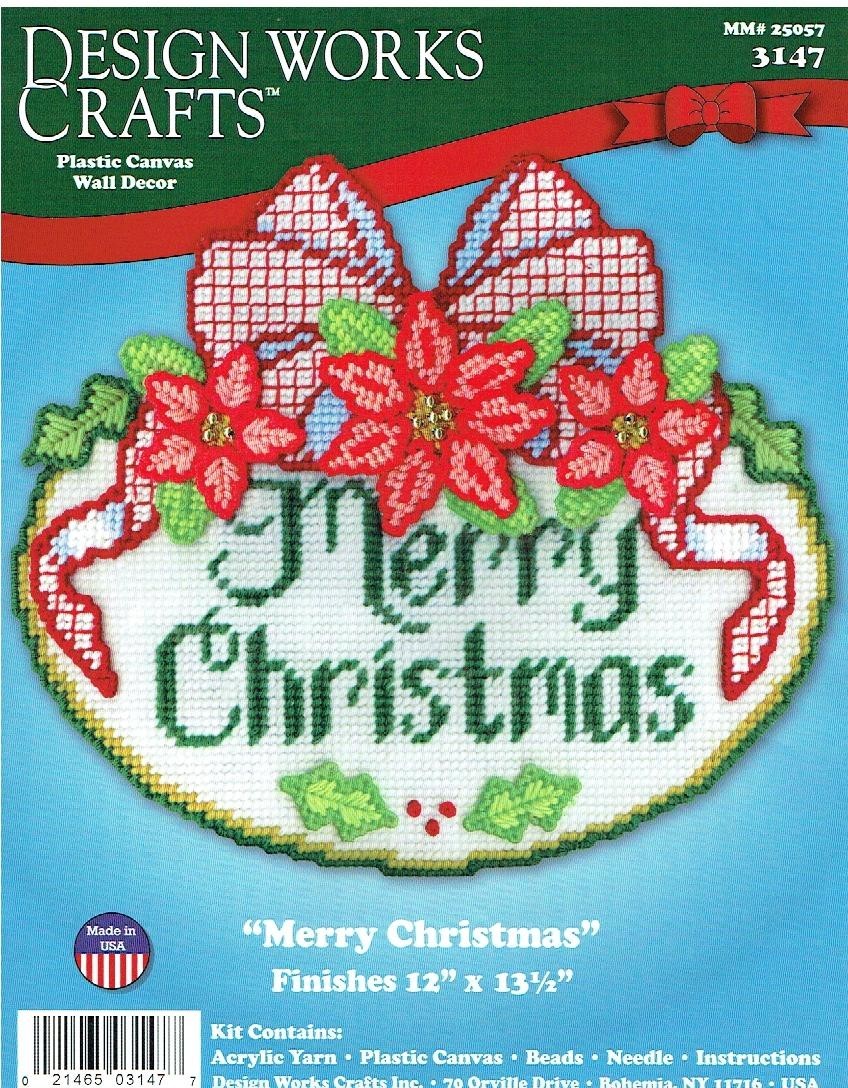 MERRY CHRISTMAS  WALL HANGING 7ct  plastic canvas PATTERN  (#TF0376)
