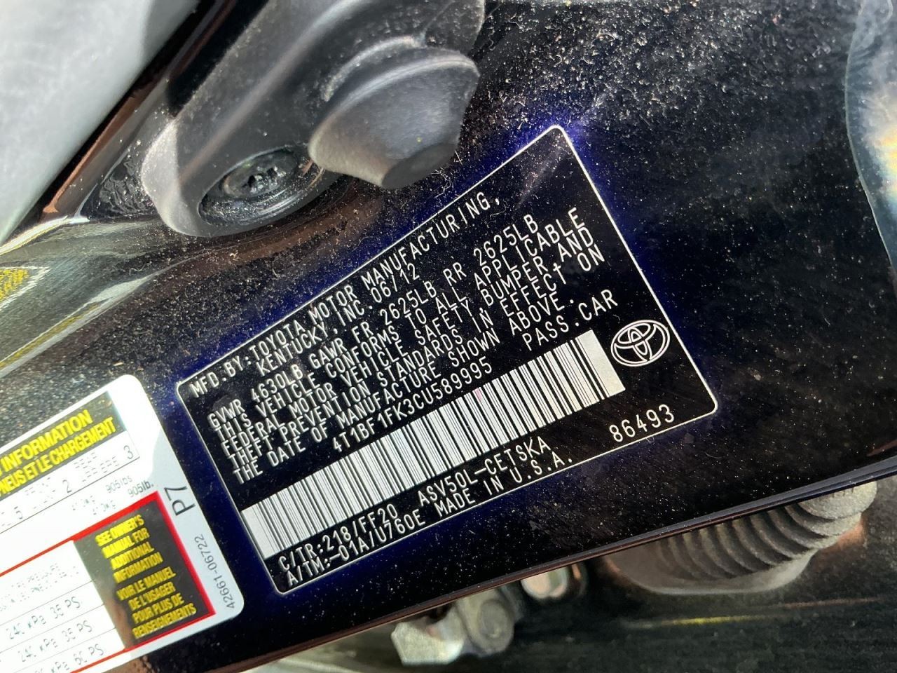 CAMRY 2012 Glove Box 5023757