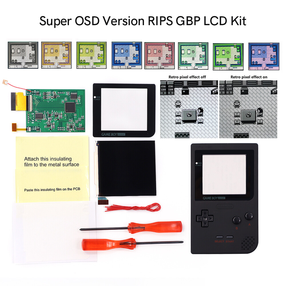 OSD Version GameBoy Pocket GBP IPS Backlight LCD Retro Pixel Kits+Pre-cut Shell