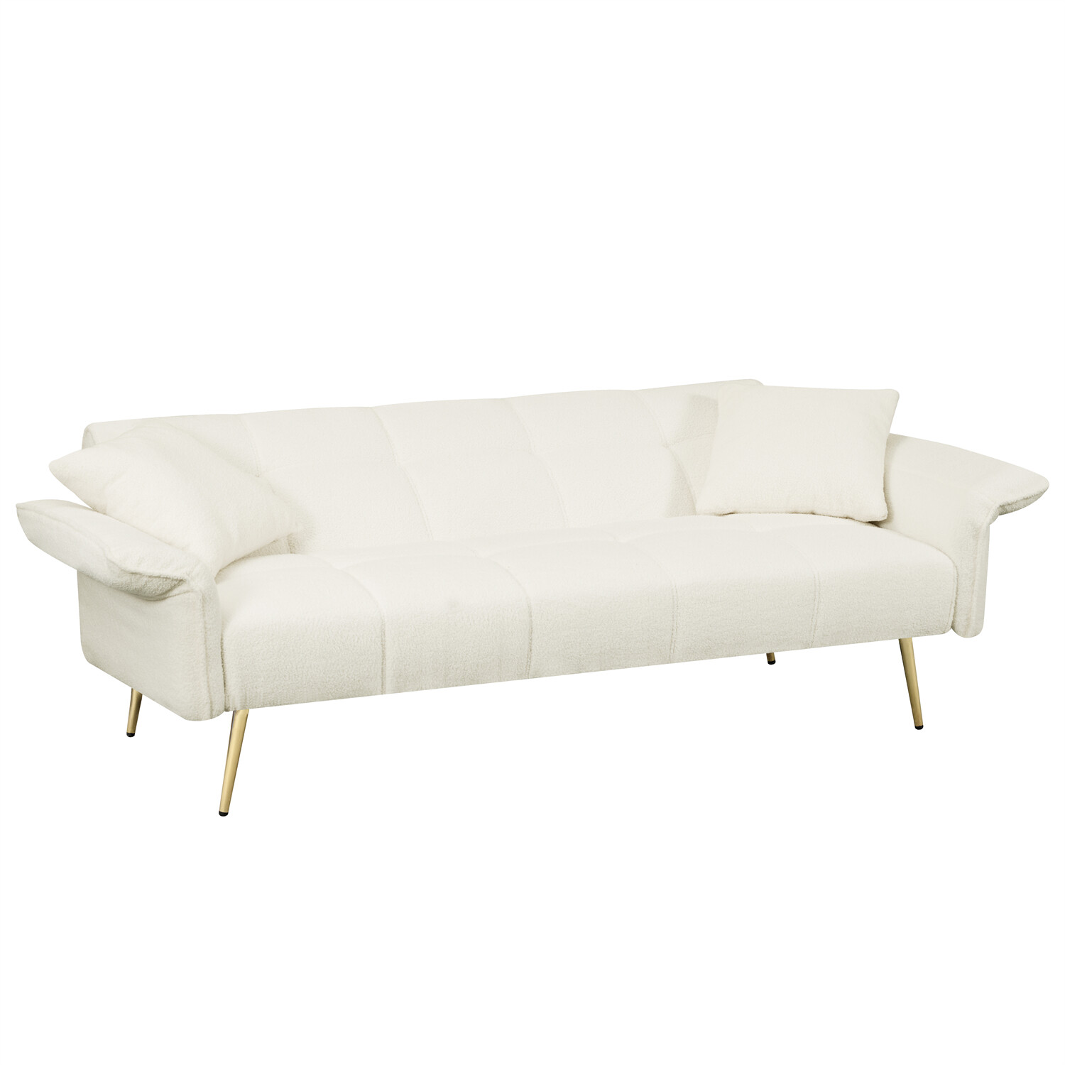 Beige Convertible Sleeper Sofa Bed Couch Futon Sofa Bed Folding Recliner Sofa US