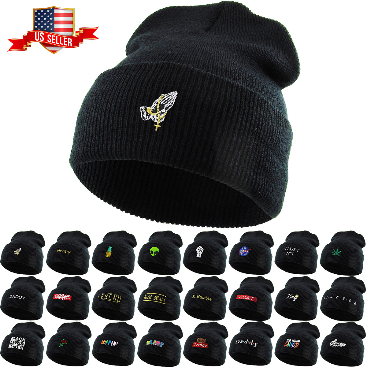 Ski Hat Beanie Embroidered Cuffed Knit Hat Winter Cap Henny Savage Daddy Fist