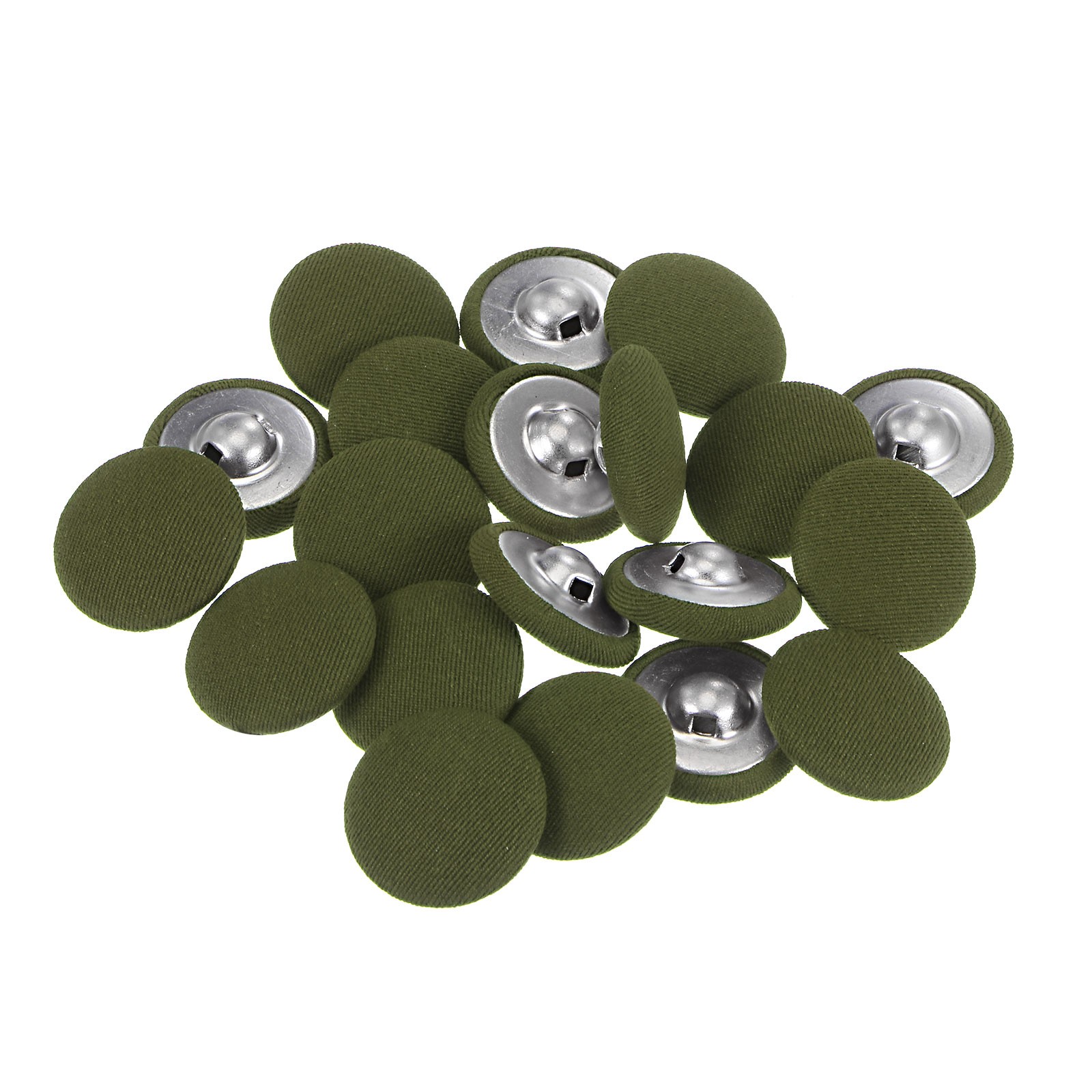 20pcs Fabric Cloth Covered Button 21mm Metal Round Sewing Buttons, Navy Green
