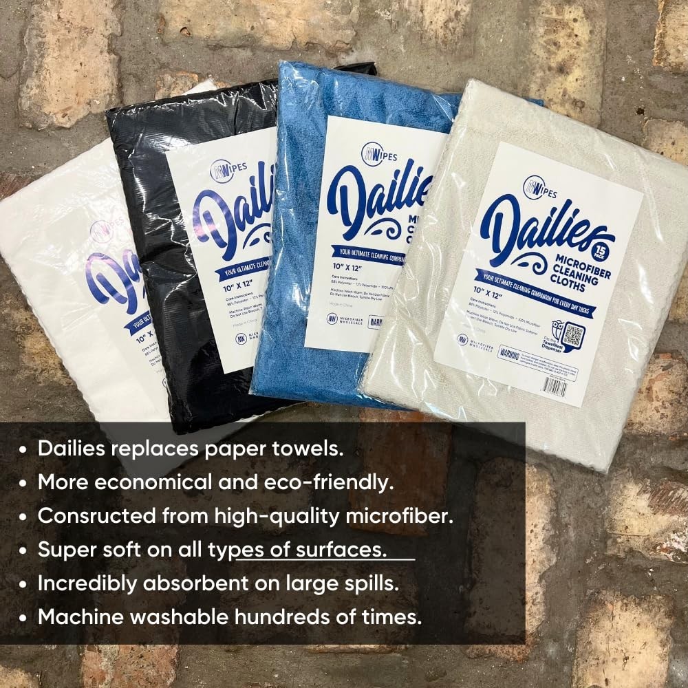 Microfiber Dailies Microfiber Cleaning Cloths 60-Pack (beige) 12"x10" Fits