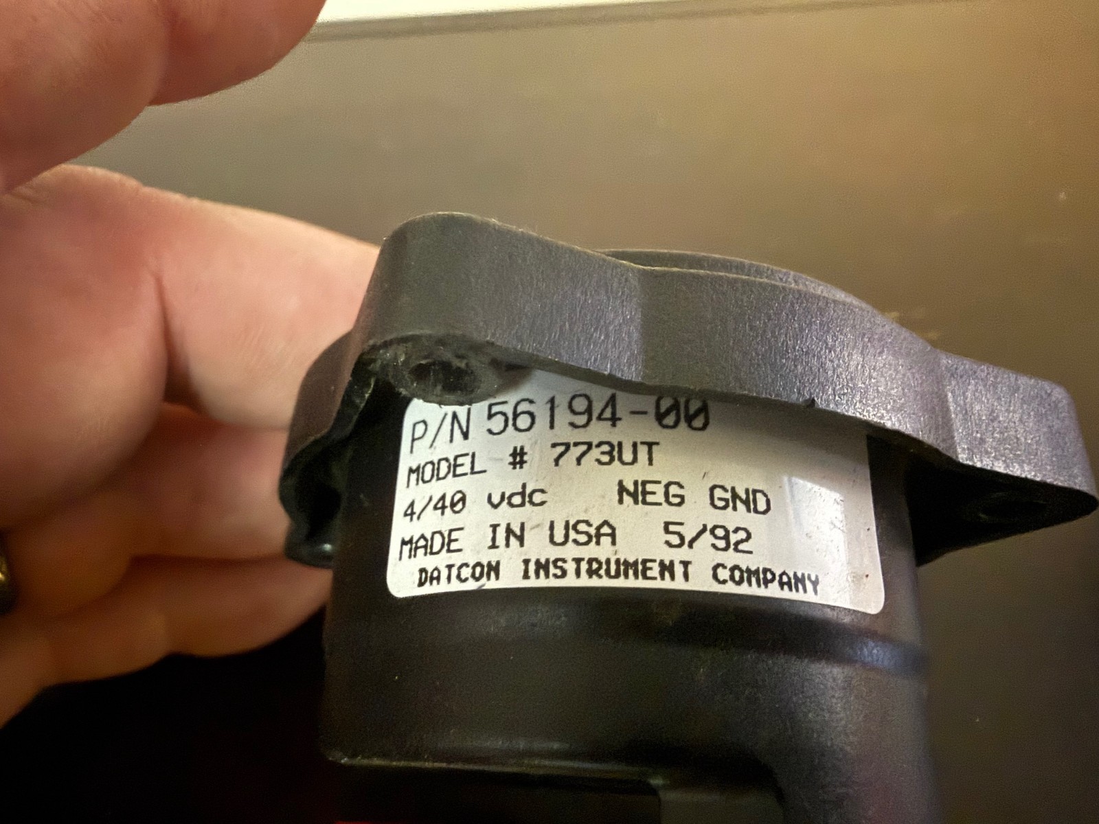 Datcon Elapsed Time Flight Hour Meter Indicator 773UT, P/N 56194-00