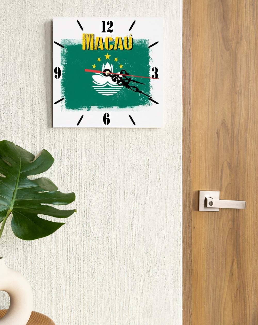 Macau Flag Wall clock patriots CERAMIC Tile Watch Support Décor