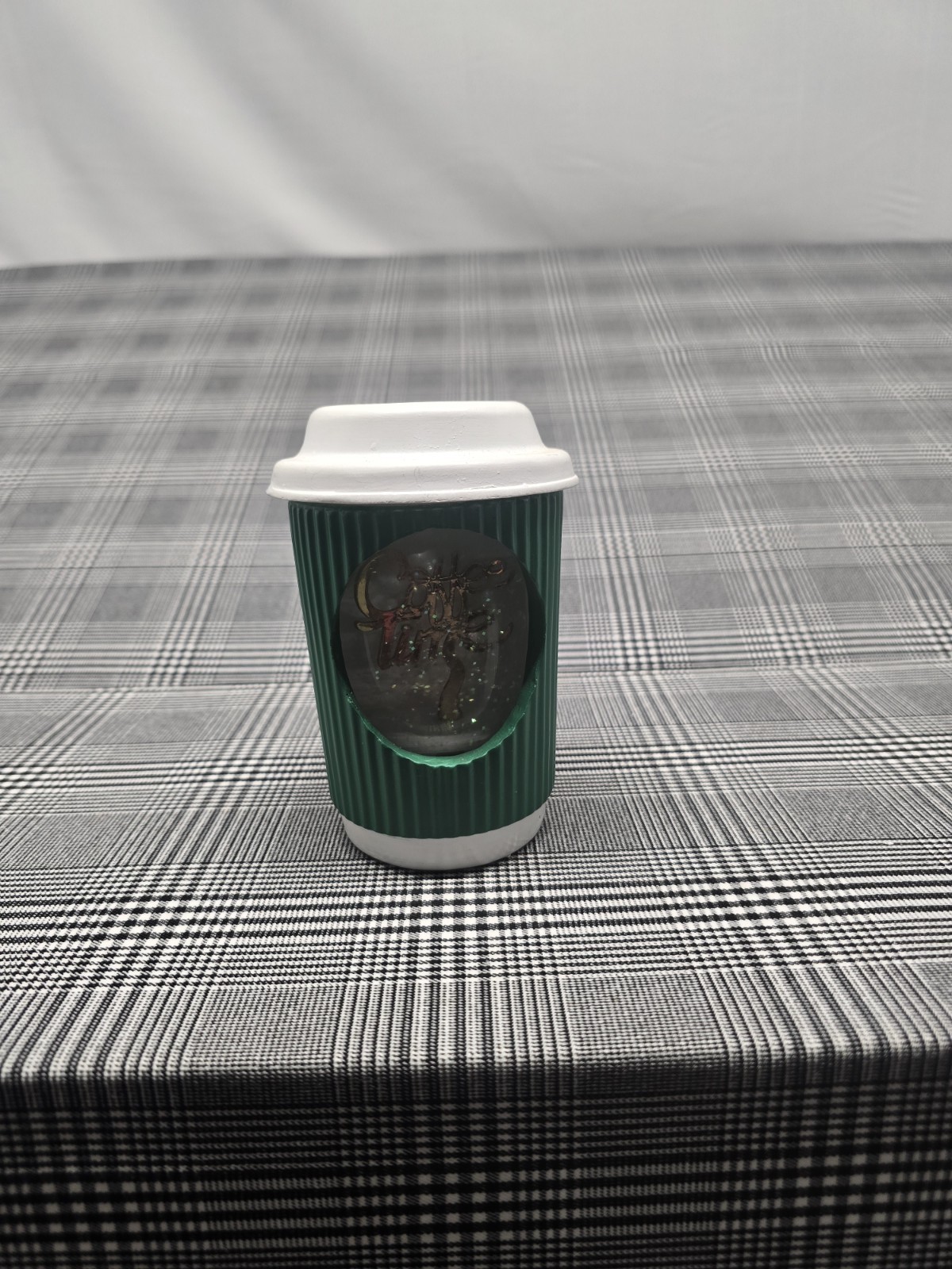 Coffee To-Go Cup Snowglobe Light Up "Coffe Time" Brand New